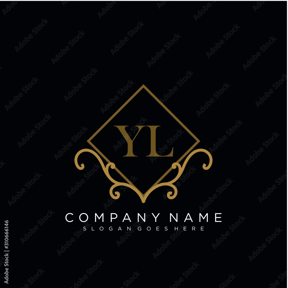 Initial letter YL logo luxury vector mark, gold color elegant classical Initial letter YL logo luxury vector mark, gold color elegant classical