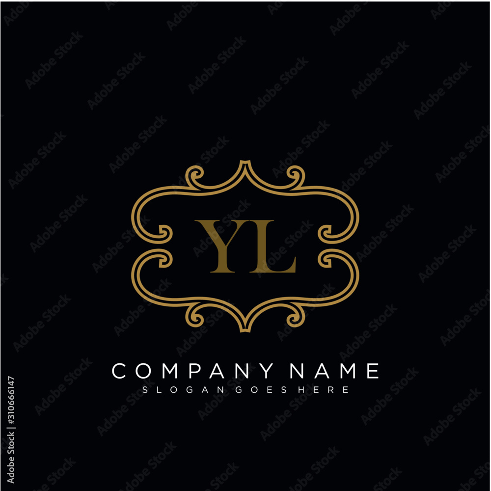Initial letter YL logo luxury vector mark, gold color elegant classical Initial letter YL logo luxury vector mark, gold color elegant classical