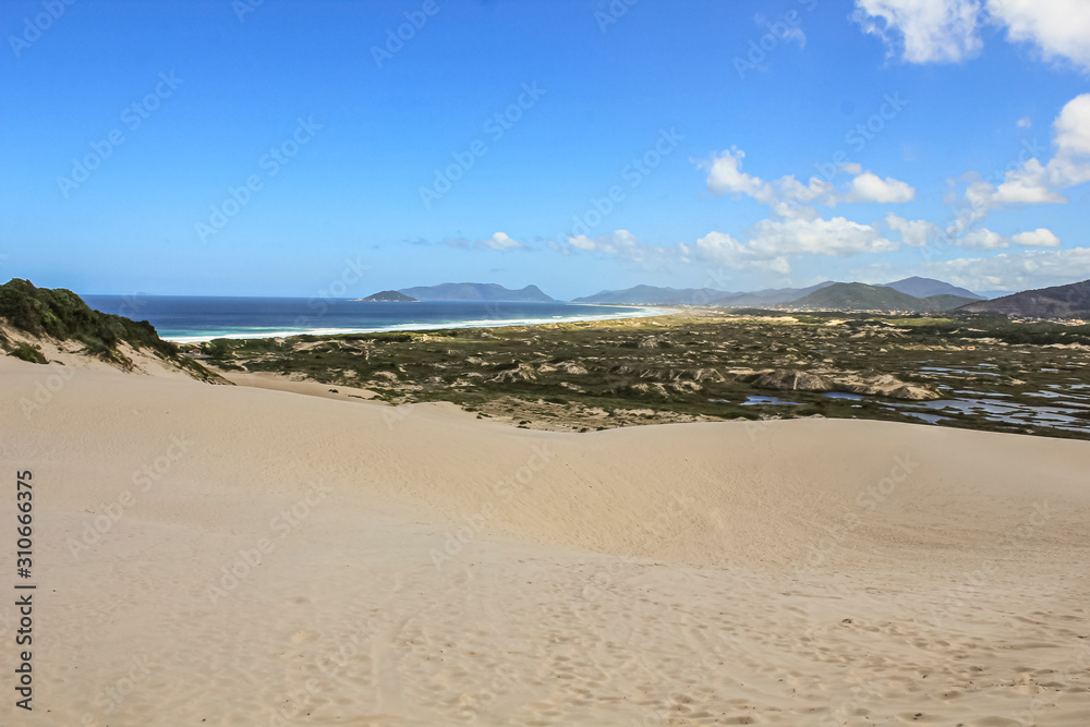 Sand dunes in Joaquina Beach - Florianopolis, Santa Catarina, South Brazil