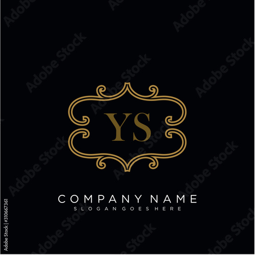 Initial letter YS logo luxury vector mark, gold color elegant classical 