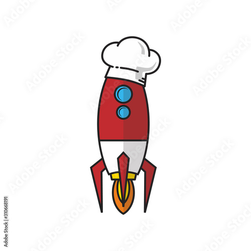 master chef rocket ship hat theme logo vector