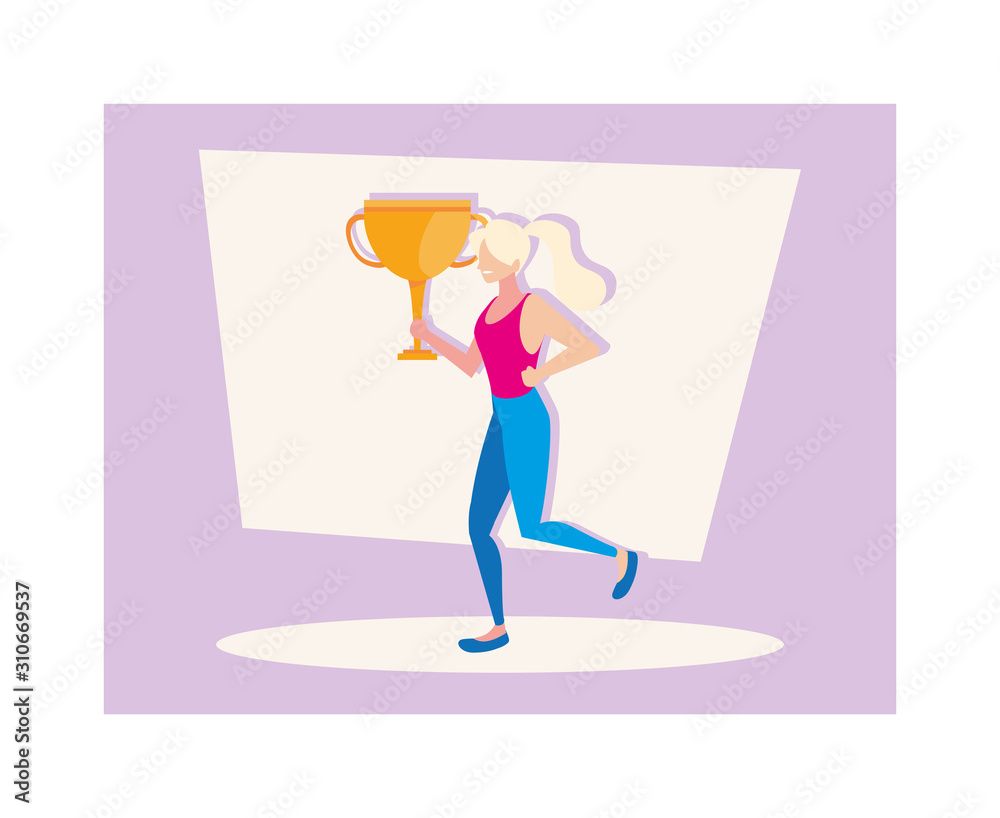 young woman with gold trophy young woman with gold trophy