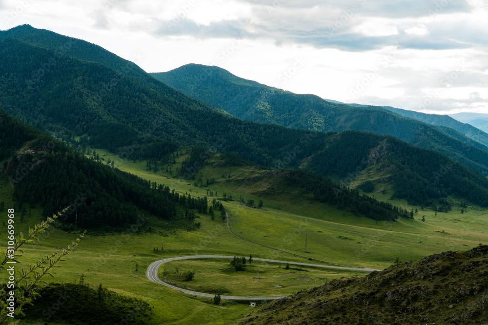 Fototapeta premium Background image of a mountain landscape. Russia, Siberia, Altai