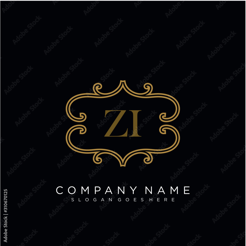 Initial letter ZI logo luxury vector mark, gold color elegant classical Initial letter ZI logo luxury vector mark, gold color elegant classical