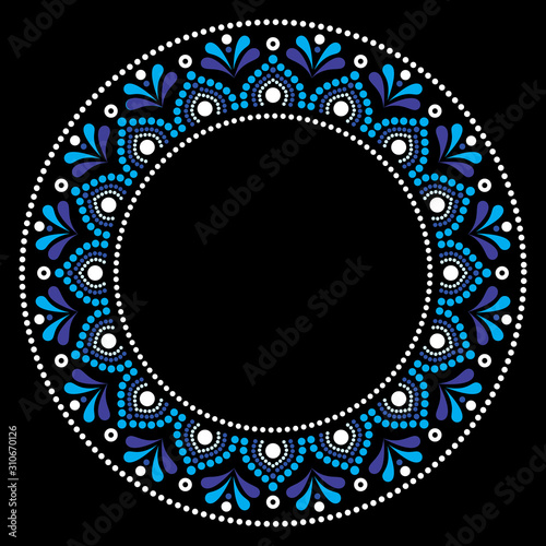 Mandala Australian dot paiting style- vector design, Aboriginal traditional decorative pattern, Australian mosaic art