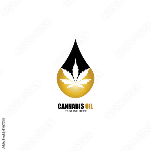 cannabis oil CBD cannabidiol hemp marijuana leaf logo vector