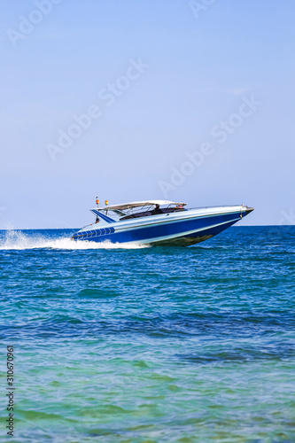 Sailing ship, speed boat, yacht on the sea © bookybuggy