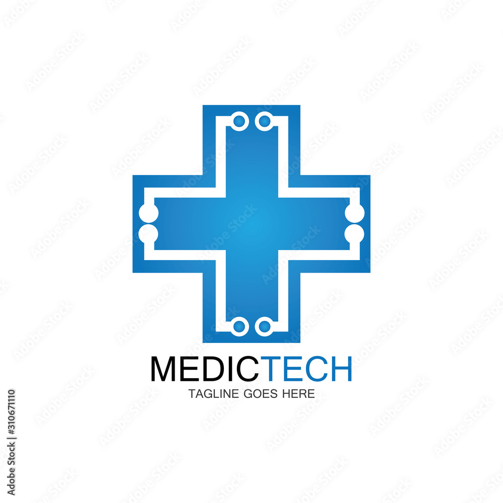 Obraz premium Medical technology logo design vector