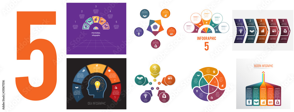 Photo & Art Print Set 8 universal templates for Infographics conceptual ...