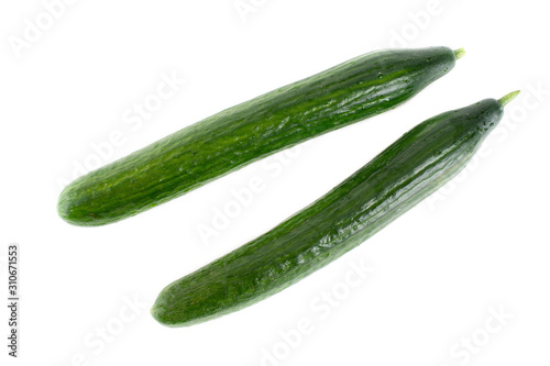 Organic Cucumbers On White Background