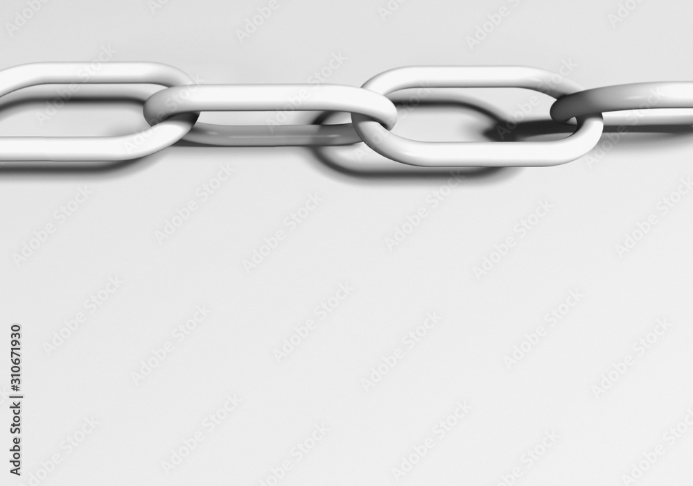 Fototapeta premium Closeup of metal chain on white background