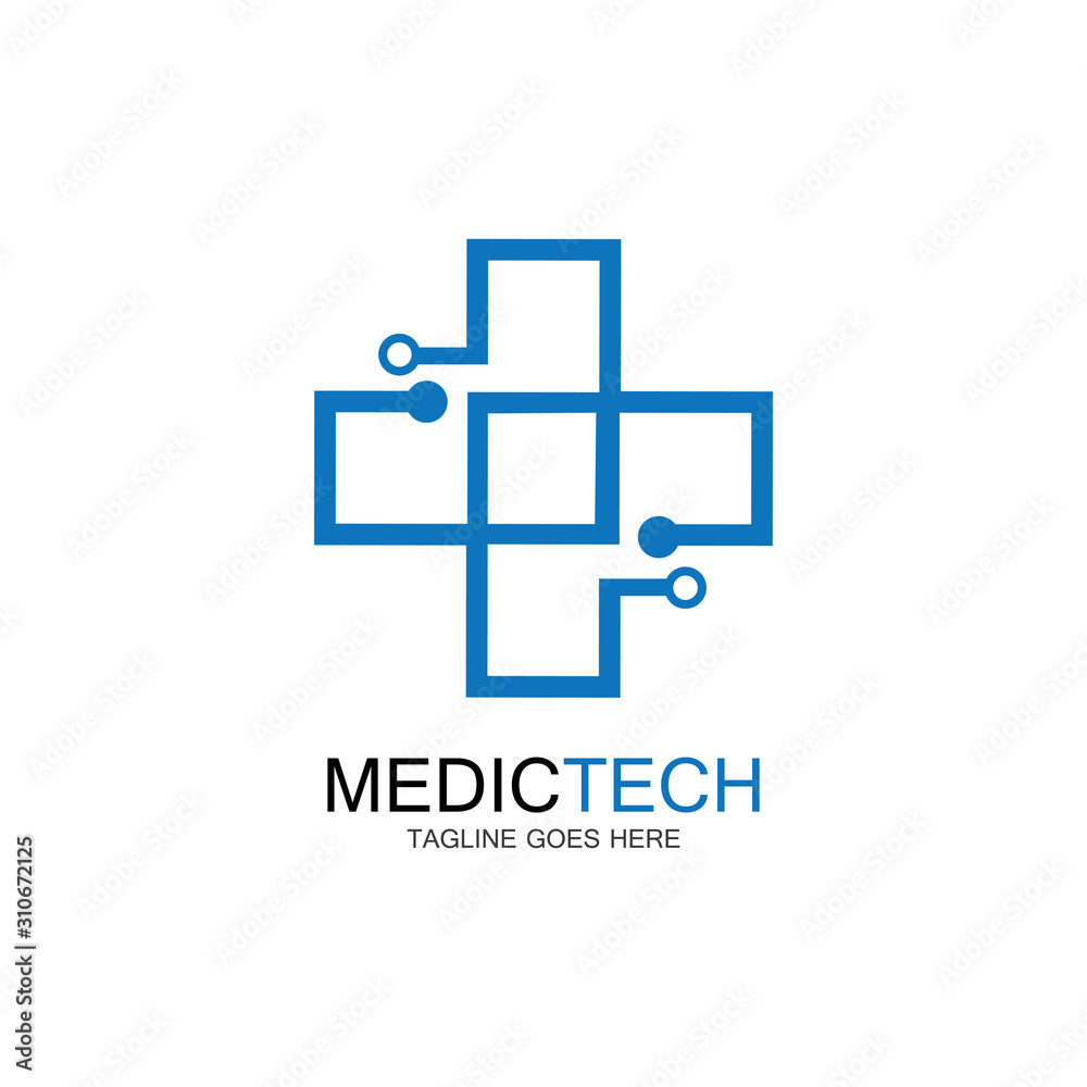 Obraz premium Medical technology logo design vector
