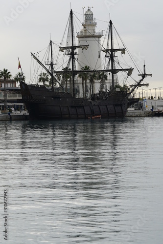 galleon in the port of malaga andalusia spain © jaime
