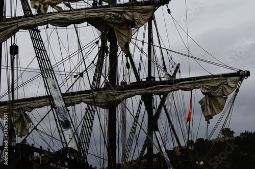 galleon in the port of malaga andalusia spain