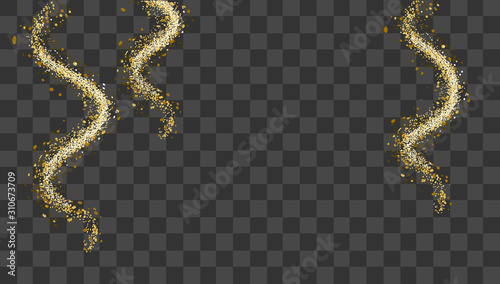 Golden decoration overlay design with golden confetti decoration