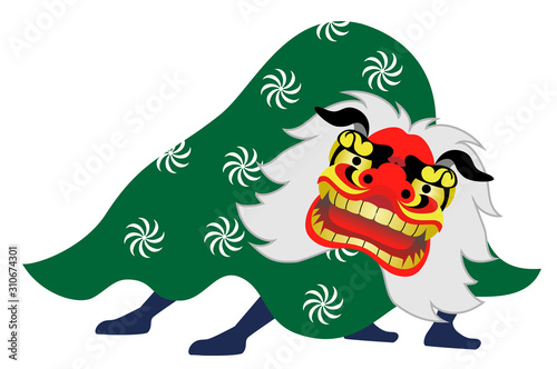 獅子舞い　白背景