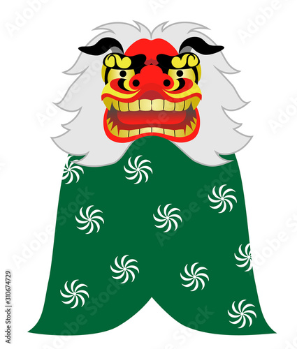 獅子舞い　白背景