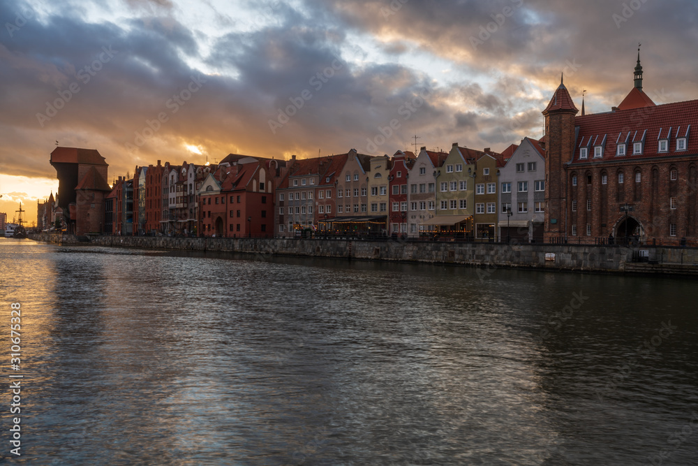The city of Gdansk on the Motlawa river