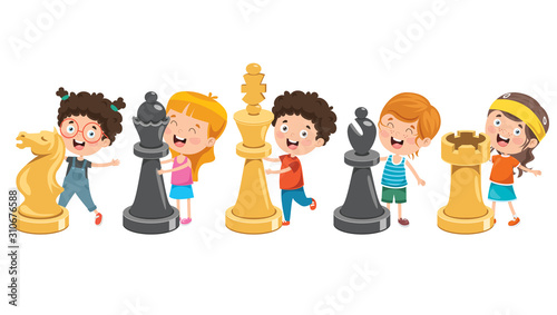 Cartoon Character Playing Chess Game