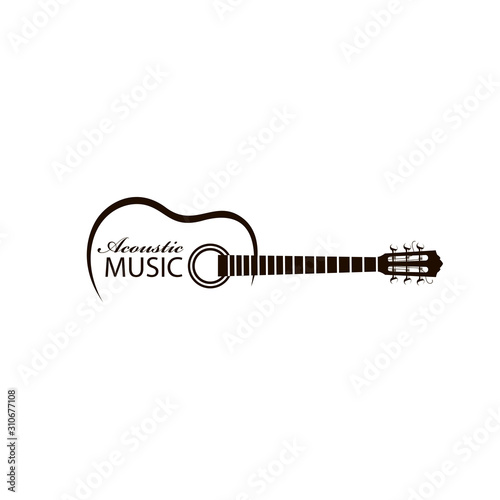 icon of classical acoustic guitar isolated on white background