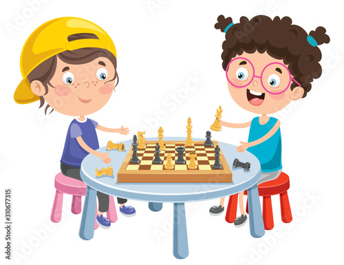 Cartoon Character Playing Chess Game