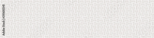 Cream Gray Vector French Linen Texture Banner Background. Old Ecru Flax Fibre Seamless Border Pattern. Woven Ribbon Geo Criss Cross Line Weave Fabric. Neutral Ecru Burlap Cloth Ribbon Trim Edge EPS10 