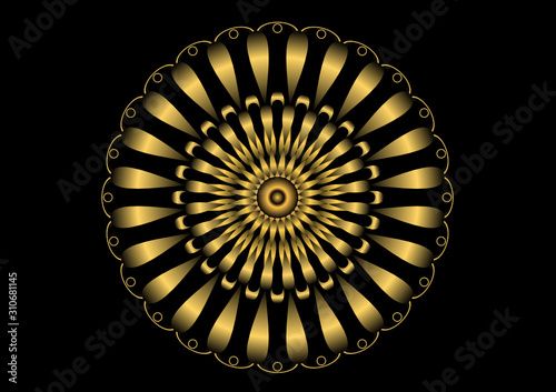 Bronze Mandala on black background