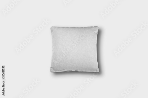 Blank white Pillow case, cushion Mock up on light gray background.3D rendering