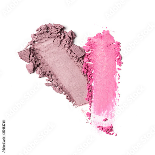 Obraz na płótnie Smear of pink and purple eyeshadow isolated on white