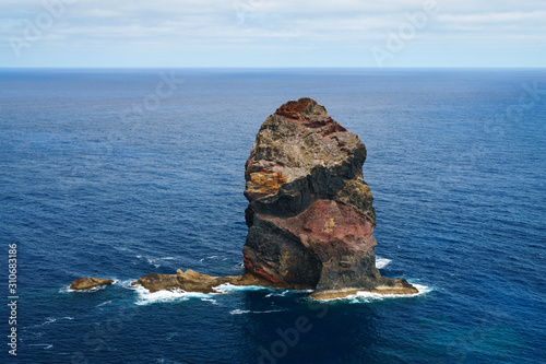 Rock in the Atlantic Ocean, Beautiful landscape at the north coast of Ponta de Sao Lourenco, Madeira Island photo