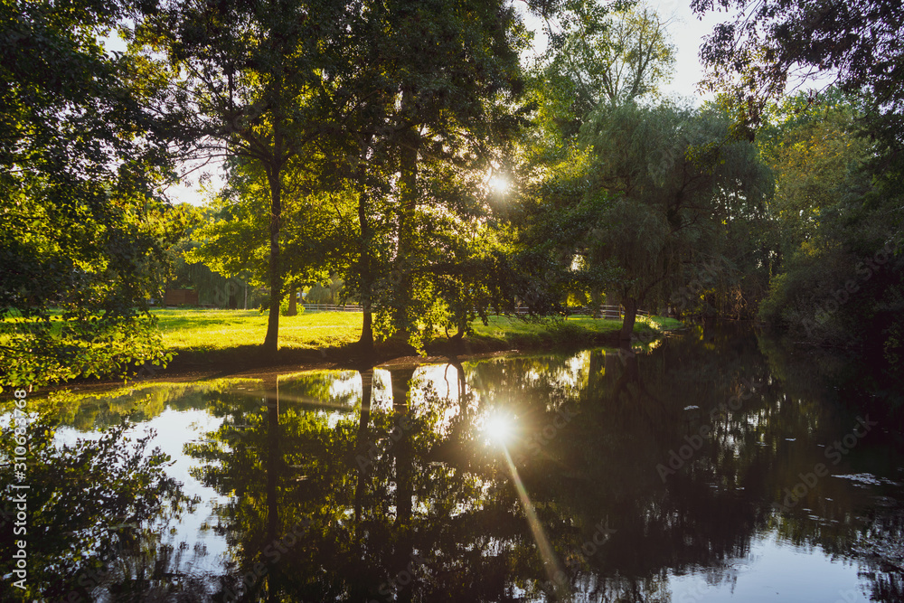 Obraz premium Jolie reflet du soleil sur une rivière 