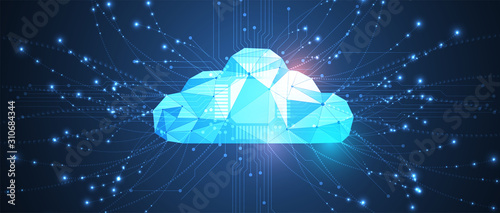 Cloud technology. Integrated digital web concept background photo