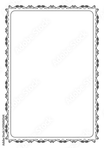 Floral Decorative Border Frame isolated on white background. Flat Vector Art Design Template Element