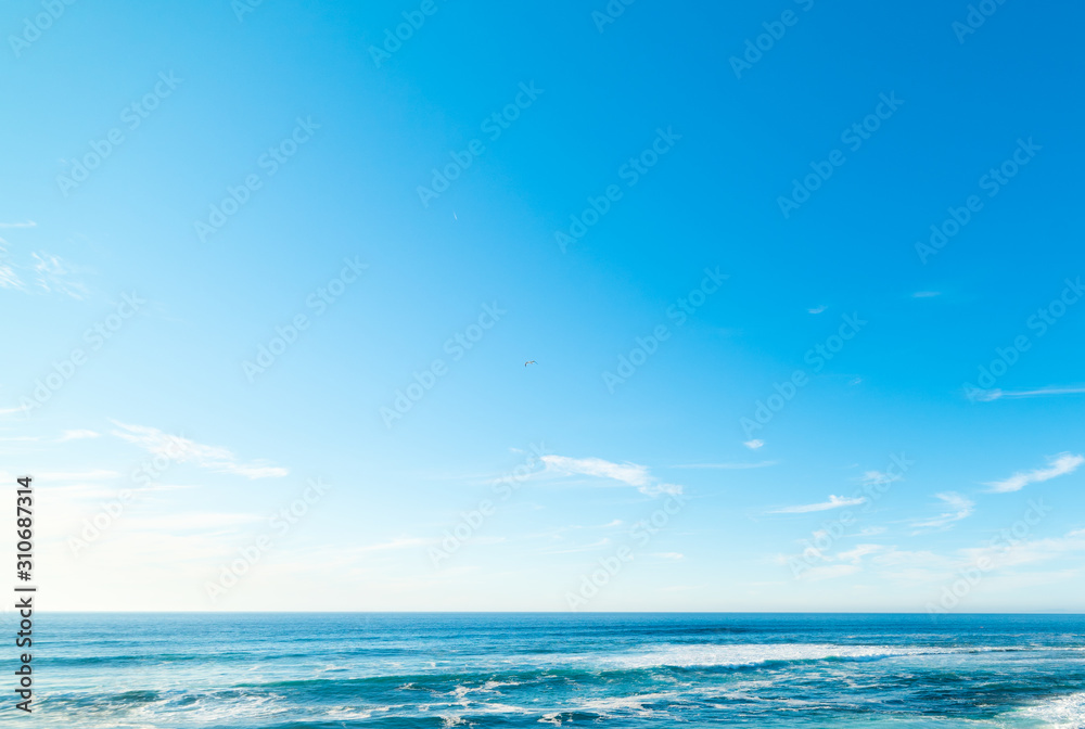 Blue sky and blue sea in La Jolla beach