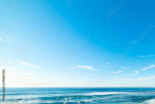 Blue sky and blue sea in La Jolla beach
