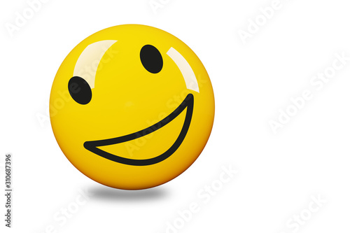 Single colored smiley face, 3D illustration