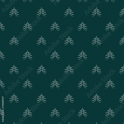 Pine tree doodle art forest pattern illustration Christmas season branch vintage element - Christmas tree doodle Holiday retro Xmas