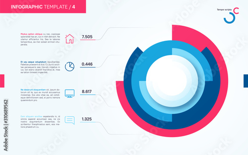 Light and neat vector infographic circle chart template. Four options