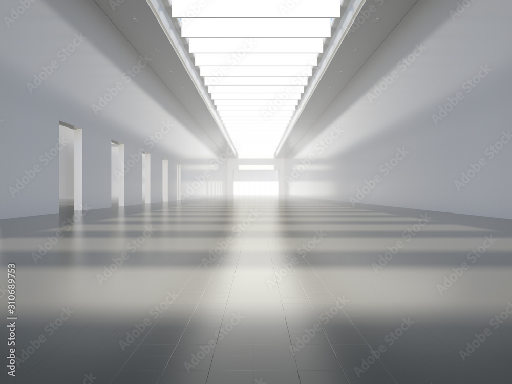Empty white room with lateral lights, Product showcase.3D rendering Empty white room with lateral lights, Product showcase.3D rendering