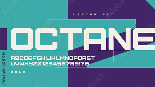 Vector sans serif bold urban geometric letter set, alphabet