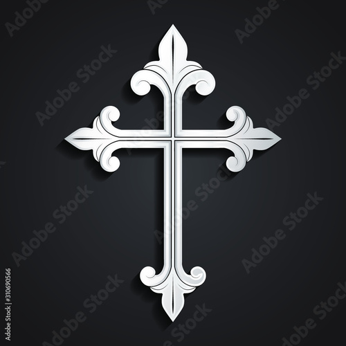 3d silver metal cross symbol
