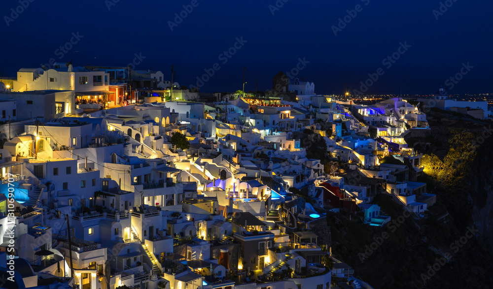 Night scene of Santorini Island, Greece