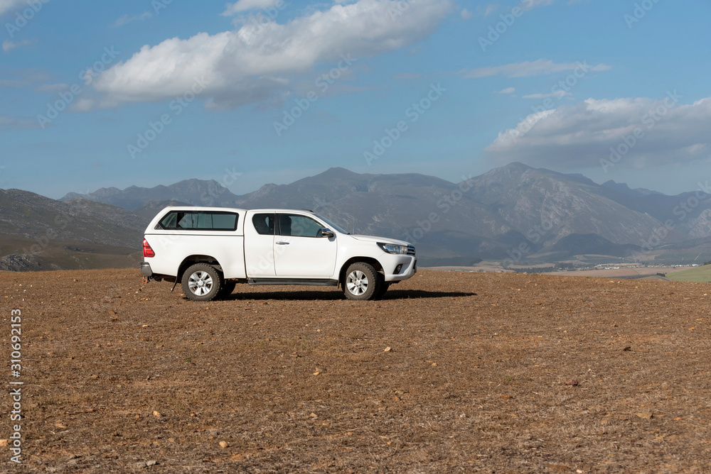 Caledon, Wesstern Cape, South Africa. December 2019. White coloured farm vehicle