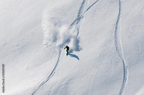 Freerider snow trails in the new powder