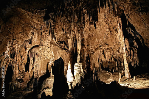 Stalactites in the Interior of the cave cave of Mendukilo. Navarre