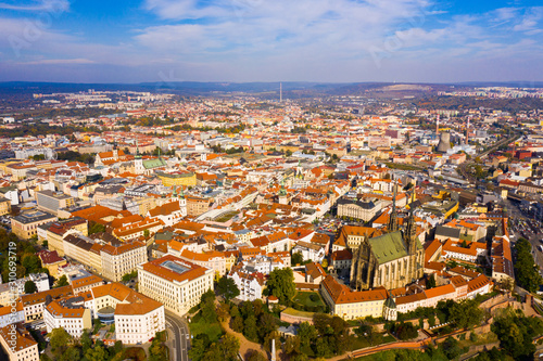View from drone of Brno