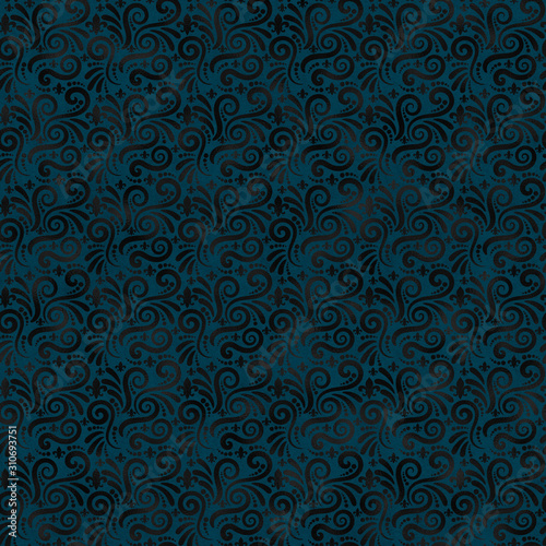 Fleur De Lis Seamless Pattern - Foil repeating pattern design on lightly textured background