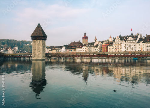 Scenery of Chapel Bridge in Lucerne