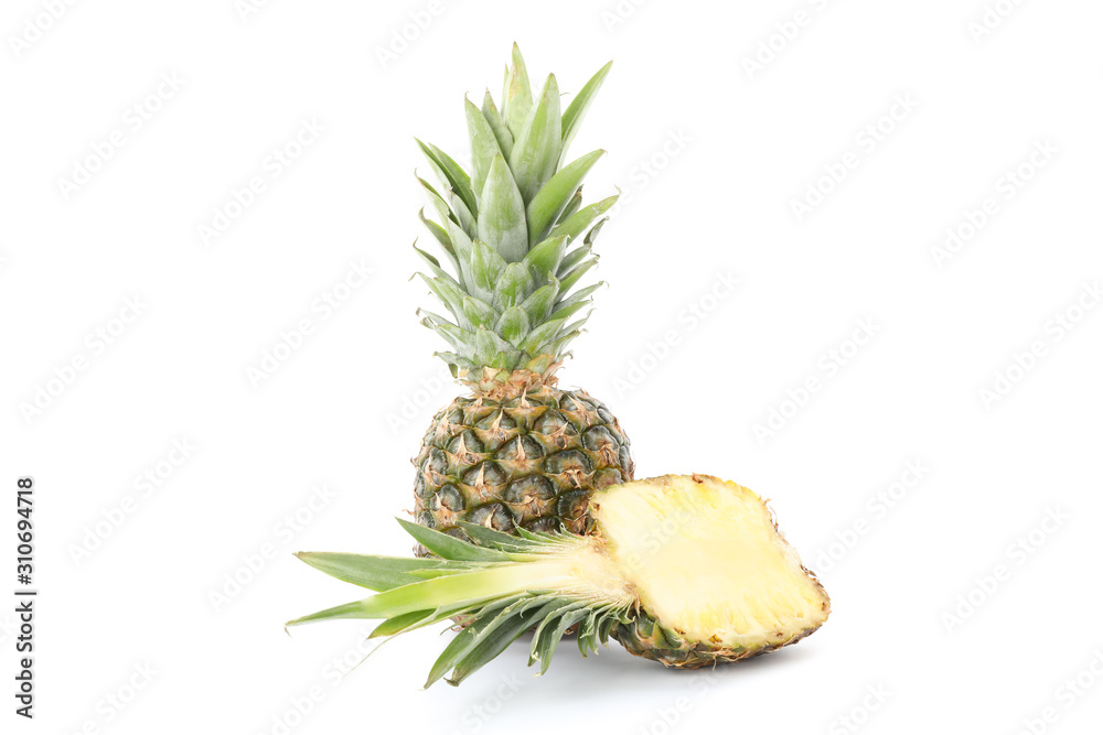 Pineapple and half isolated on white background Pineapple and half isolated on white background