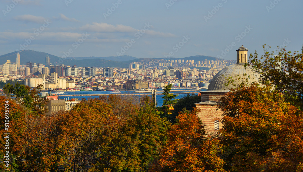 Fototapeta premium Aerial panoramic view of Istanbul city